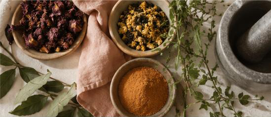 Natural dye ingredients, pigments and fabric